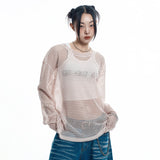 Cut Off Net Knit - BEIGE