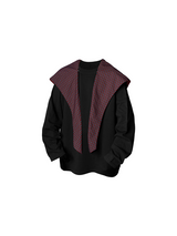 RELABEL Spatial Relationship (Inside and Outside) Two-Tone Striped Checkered Pattern Detachable Hooded 長袖Tシャツ ドロップショルダー
