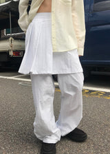 PLEATED LAYERED SKIRT PANTS