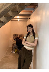 ヘーゼルナッツピンタックワイドコットンカジュアルパンツ