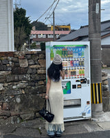 ニットフリンジビスチェロングドレス