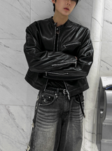 The Of Premium Crop Leather Jacket