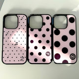 L ドット. (pinkblack) グラスバンパーiPhoneケース