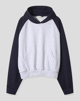 (UNISEX) Raglan Color Block Crop Hoodie