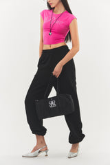 ロゴ キュービック クロップトップ Hot Pink