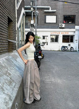 Metallic Track Wide Nylon Trousers