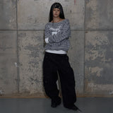 STRIPE ONE-SHOULDER SWEATSHIRT (GRAY) F25ZB017