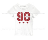 90 プリント半袖スリムTシャツ