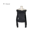Helen Off-Shoulder Ribbon Twist Loose-Fit Knit