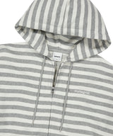 STRIPE BASIC LOGO ZIP-UP HOODIE_GREY