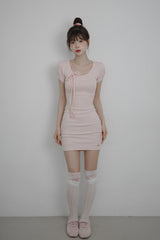 [MADE] Beniel Stripe Ribbon Mini Dress