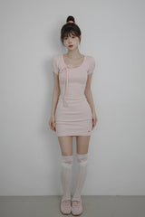 [Limited quantity] Beniel Stripe Ribbon Mini Dress