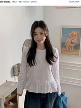 Trendy Layered Frill Long Sleeve T-shirt (3color)