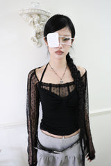 Ribbon crop halter top (2color)