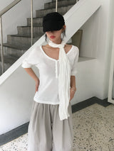 Chloe Button Roll Up 3/4 sleeve 2-Way Vneck (5c)
