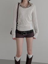 Rose Applique Deep Round Tee
