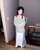 Lace Patchwork Flare Long Skirt