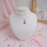 ロージーハートプリンセスレイヤードネックレス - ゴールドカラー (STAYC Seeun Necklace)
