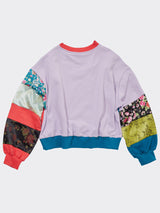 Korean Fabric Patchwork Crop Sweat Shirt