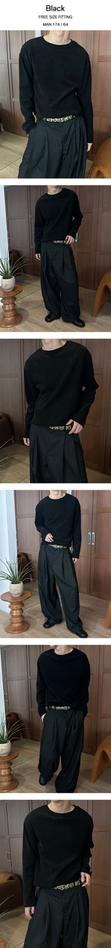 Crop waffle long sleeves(3color)