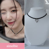 [IDLE Shuhua Necklace] メルティングメタリックハートチョーカーネックレス - Silver Color