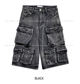 Super Pocket Cargo Half Denim Pants