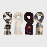 Logo embroidery check muffler