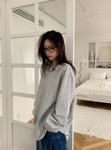 [unisex] シルミチェック長袖シャツ