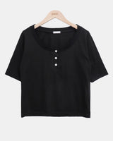 ベトナムボタンポイントカラーショートスリーブTシャツ