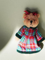 Christmas Teddy Bear Keyring - Check Dress