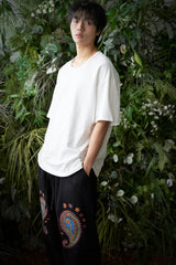 エッセンシャル プリーツ Uネック 1/2 Tシャツ (Off-White)