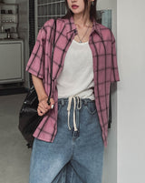 ピッグダイイングチェック半袖シャツ