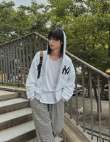 NYアップリケクロップフードジップアップ
