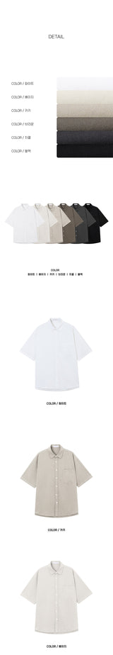 [SET UP가능]ウォッシュドコットンハーフシャツ(6color)