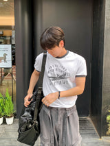 [Shoulder +3cm] Vintage Plain Ringer Short Sleeve T-Shirt