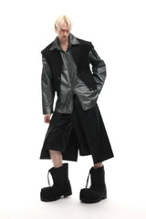 Double Layer Faux Leather Shorts