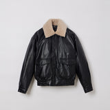 WOMAN ファーカラーファイトジャンパー BLACK