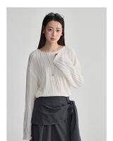 Soft ruffle striped asymmetrical flare skirt
