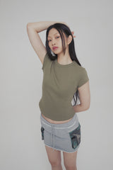 C 90S LINE BASIC T-SHIRT_KHAKI