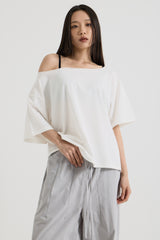 ワンショルダーTシャツ, White