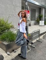 サイドピンタックウォッシュドワイドデニムパンツ