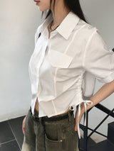 ルーニー サイドシャーリングポケットクロップ半袖シャツ
