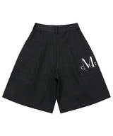 MODENT ストライプ ワイドピンタックハーフパンツ