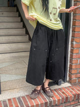 [unisex] Chibi Double Knee Wide Cotton Banding Pants