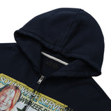 Sound wave artwork damage washing hoodie zip-up (Navy)_1