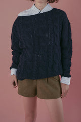 Cinnamon cable knit_navy