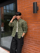Enter checkered cropped shirt