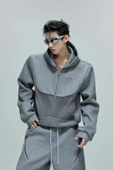 Fur Patchwork Zip-Up Hoodie