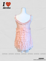 ピーチシフォンフリルレースドレス(cardigan set)