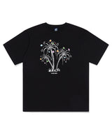 ナイトパームツリープリンティングショートスリーブTシャツ ブラック
